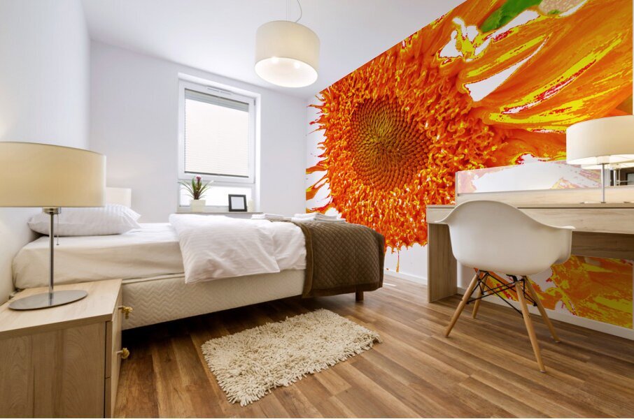 Abstract Orange Sunflower Mural print