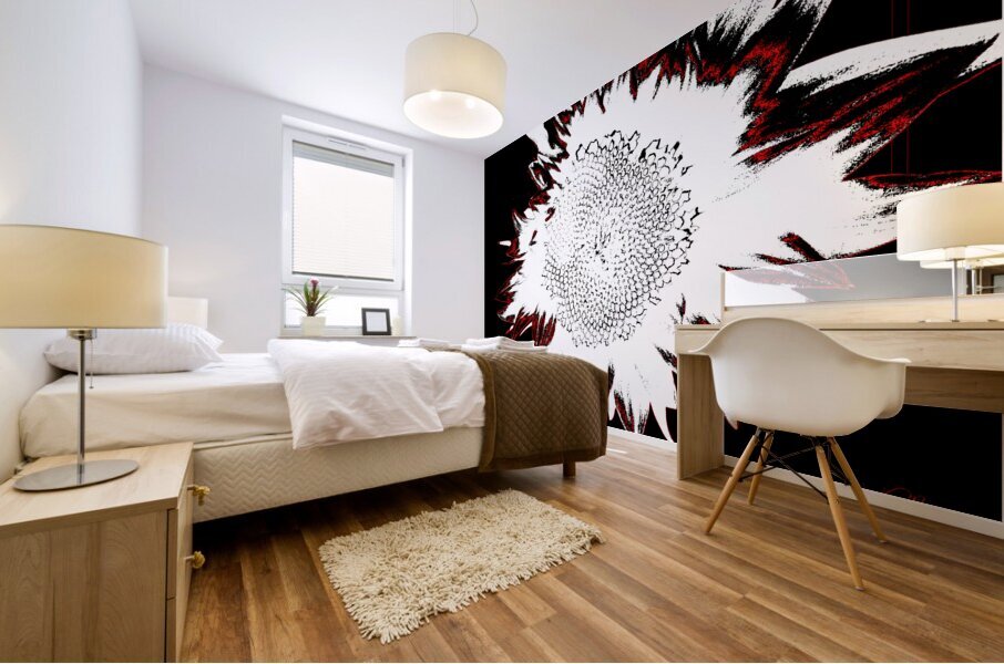 Abstract Contrasting Sunflower Mural print