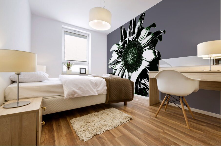 Abstract Arty Monochrome Sunflower Mural print