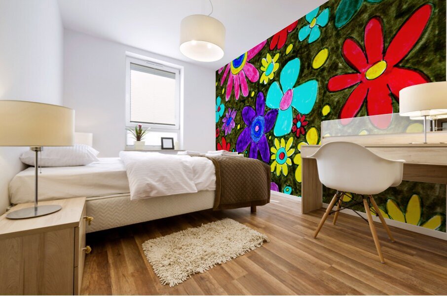 Abstract Colourful Florals Mural print