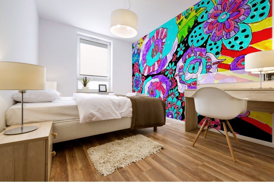 Abstract Vibrant Florals  Mural print