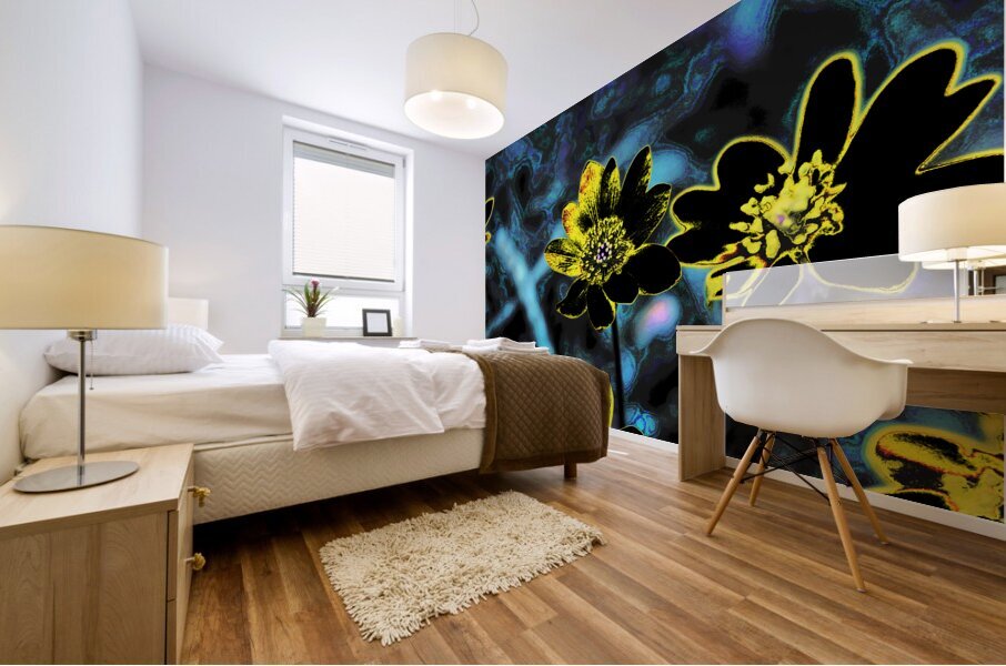  Abstract Yellow Flowers                                                                                                                     Mural print
