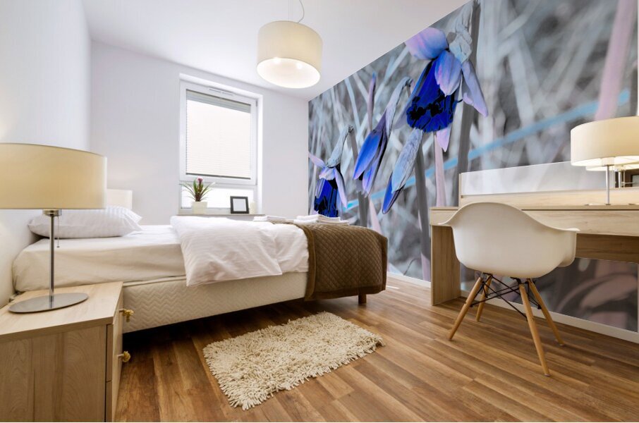 Blue Surreal Daffodils                                                                                                                      Mural print