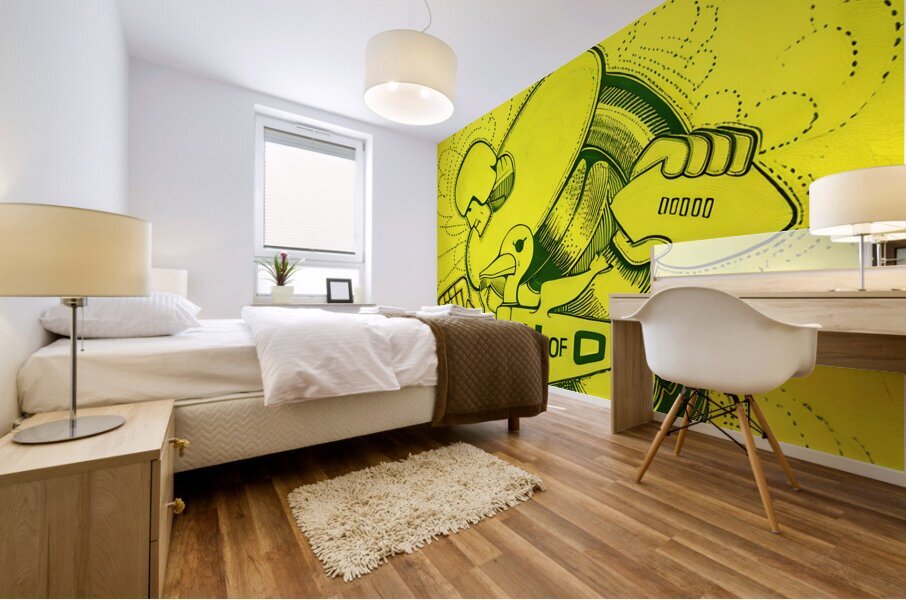 Vintage Oregon Duck Football Player Art by K. Chin Mural print