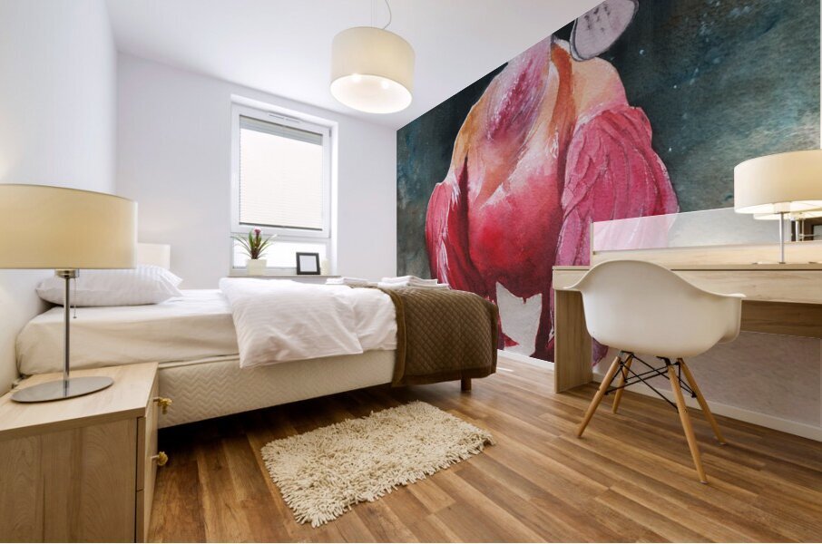 A Roseate Spoonbill in Florida proudly perched in the Florida Everglades Mural print