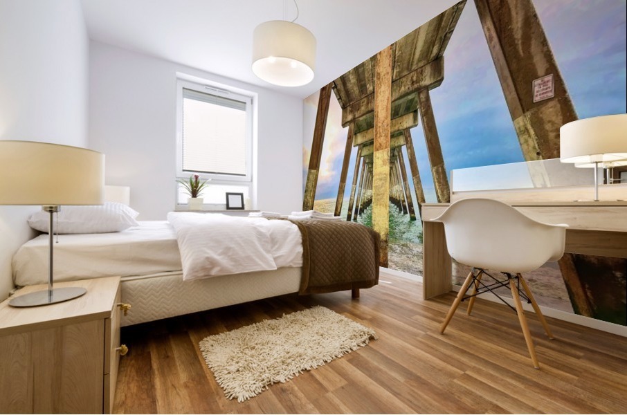 Sunrise Under the Pier Square Mural print