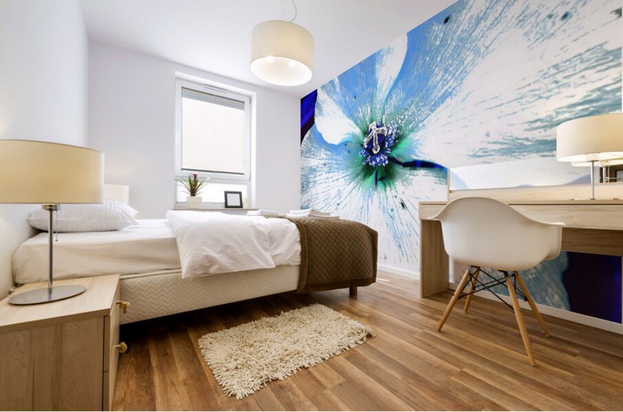 Abstract Blue Wild Poppy Mural print