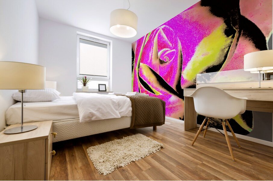 Abstract Neon Rose Mural print