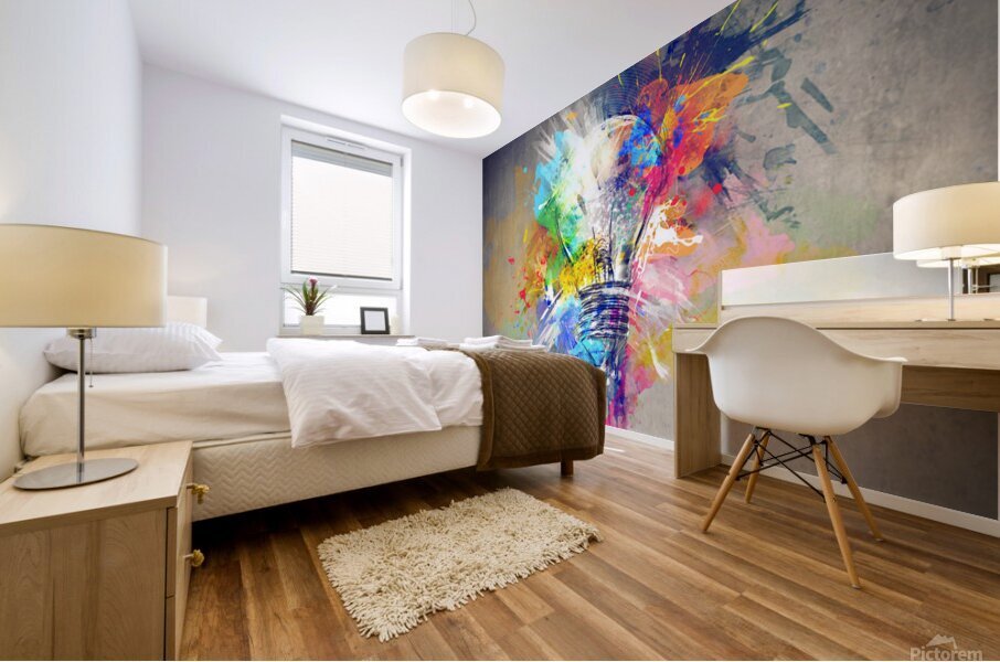 Colorful Light Bulb - Creative Concept Artwork Mural print