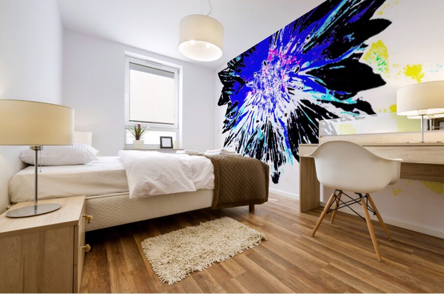  Abstract Blue and Black Flower  Mural print