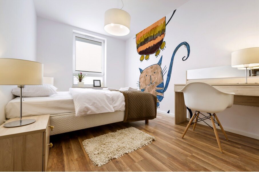 Abstract Cats in Three Mural print