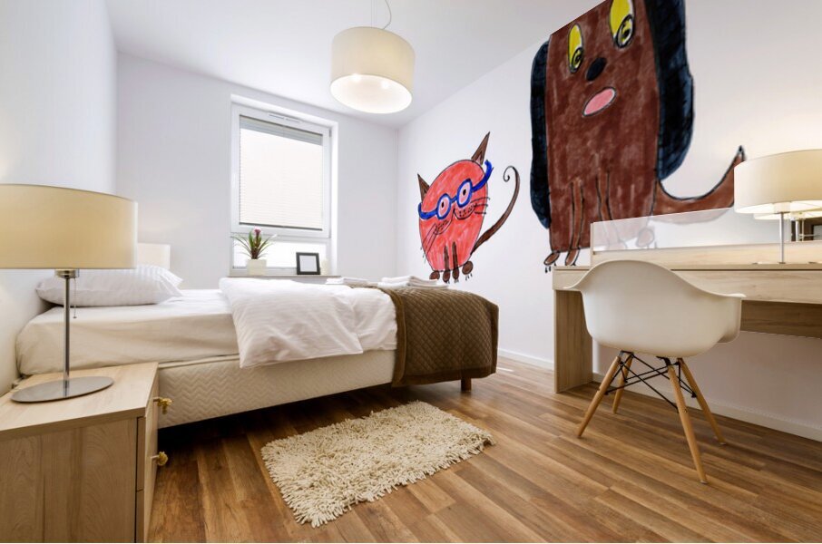 Abstract Cat and Dog Mural print