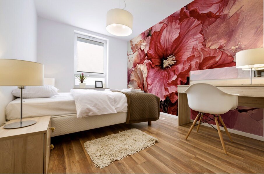 Hollyhocks Mural print