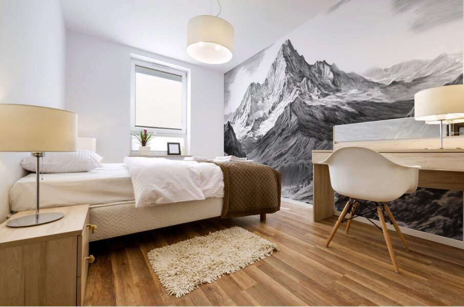 Charcoal Drawing of Mt. Everest Mural print