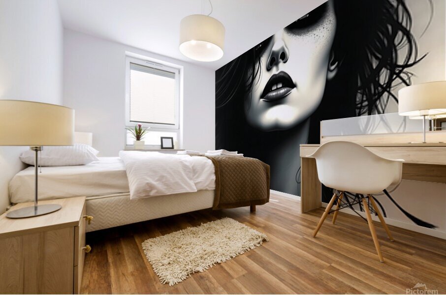Dark Gothic Woman Portrait – Surreal Black and White Art Mural print