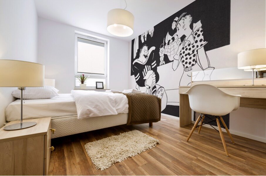 1934 Bo Brown Football Cartoon Mural print