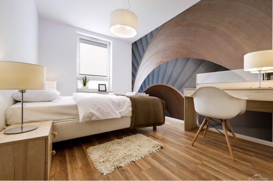 Curved Modern Wooden Spiral Staircase  1 Mural print