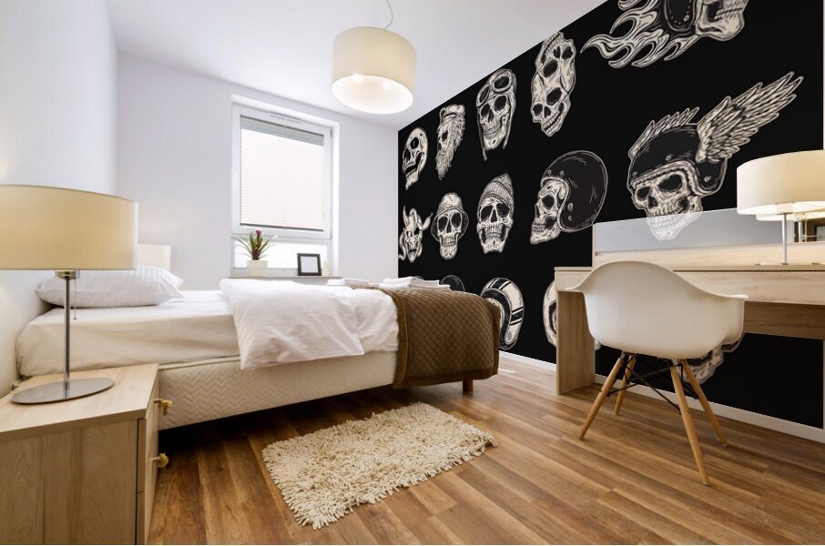 Skull Rider Helmet Head Mural print