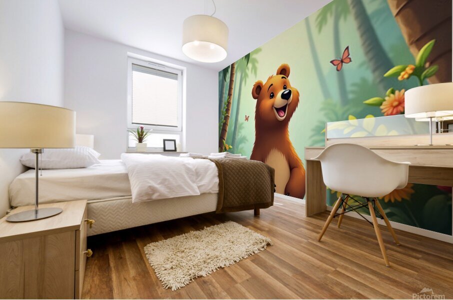 Happy Jungle Bear Mural print