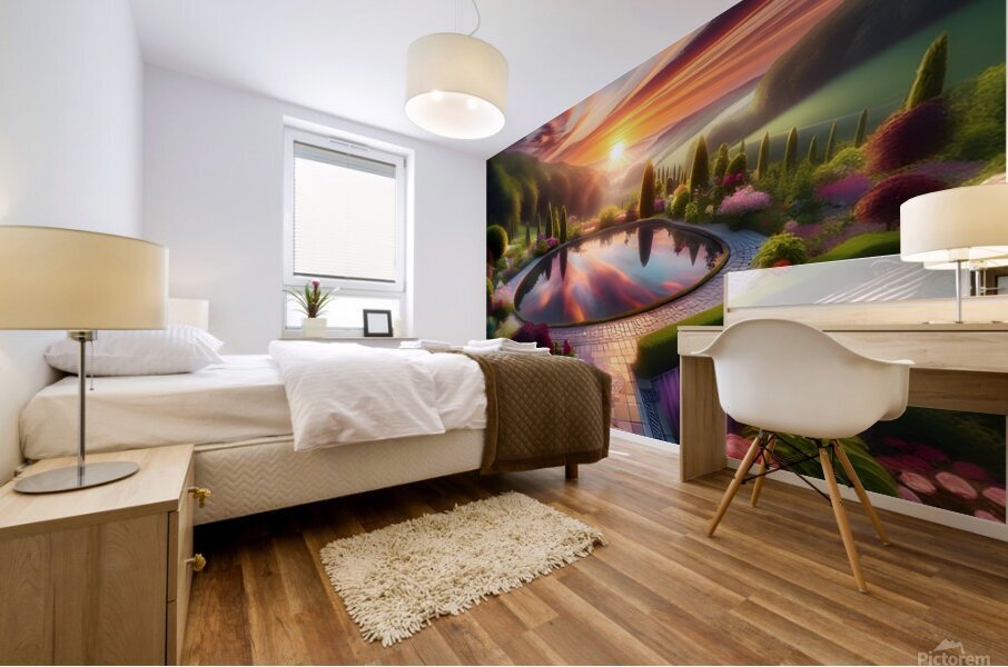 Garden and reflection Mural print
