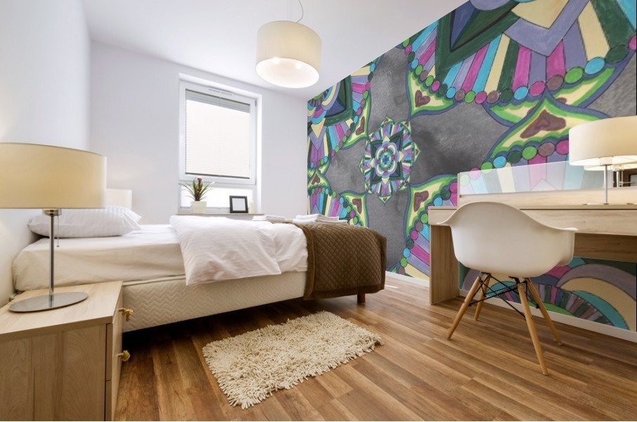 Hand Painted Mandala Watercolor Meditation Pattern II Mural print