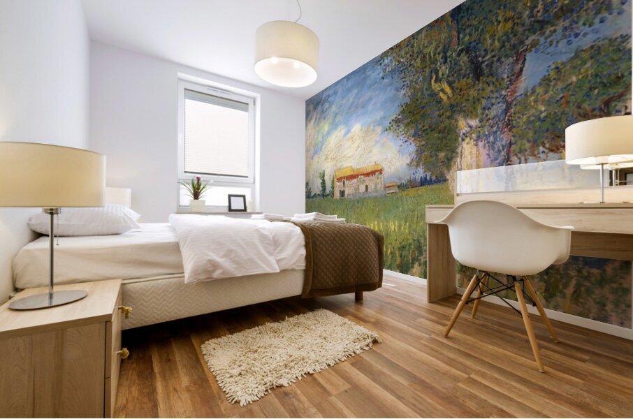 Farmhouse in a Wheat Field Mural print