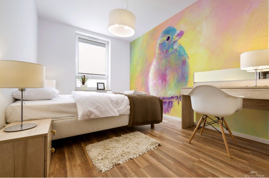 Sweet bird acrylic painting Mural print