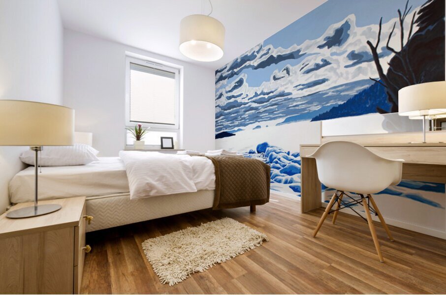 Mink Bay Winter Clouds Painting Mural print