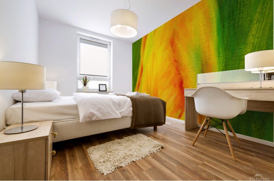 Yellow tulip triptych right acrylic painting  Mural print