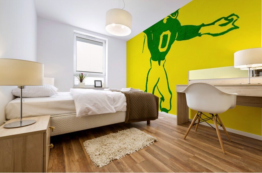 Vintage Oregon Duck Quarterback Cartoon Mural print