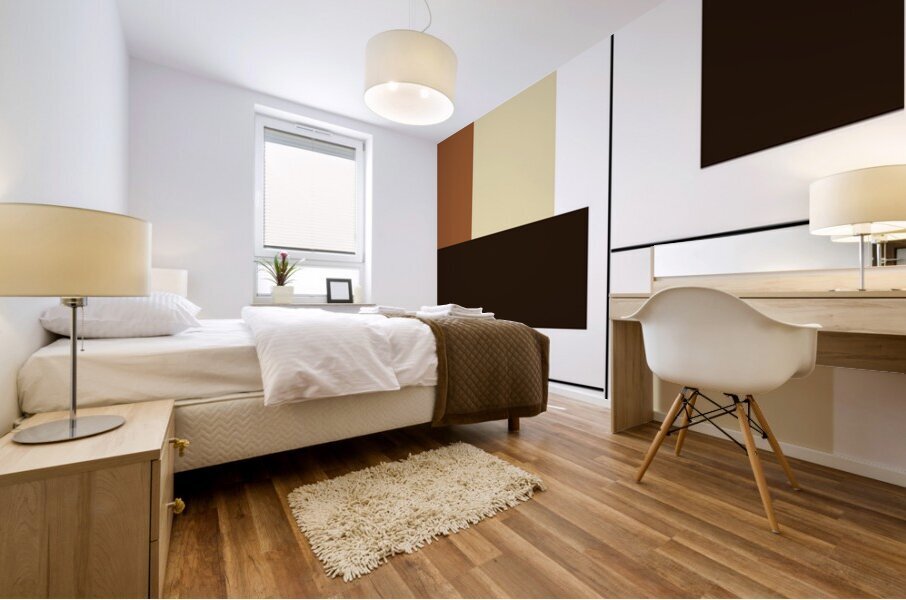 Beige and Black Geometric Abstract Mural print