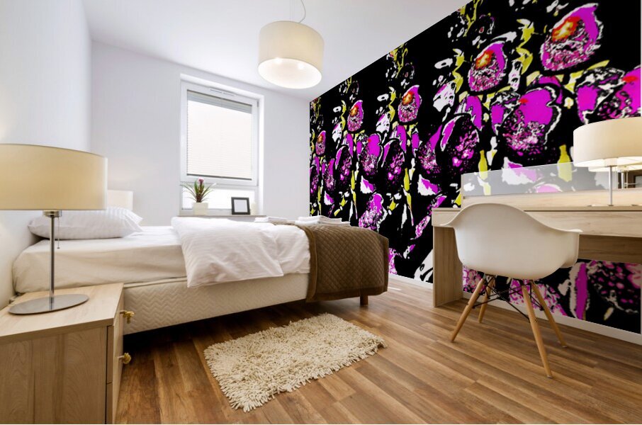 Groovy Foxgloves Pinks and Yellows  Mural print