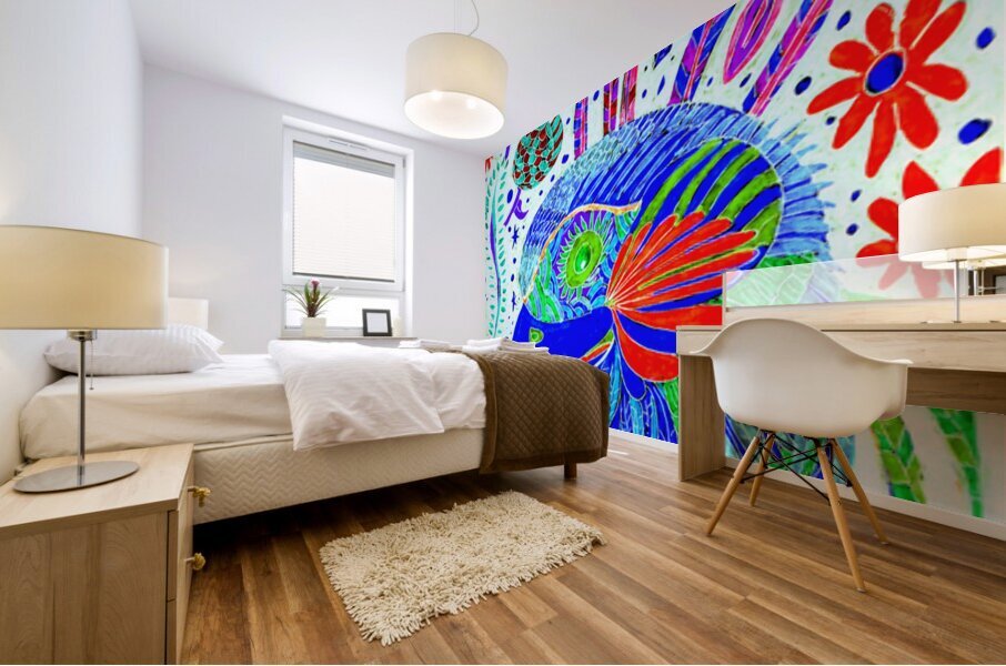 Abstract Blue Avian Mural print