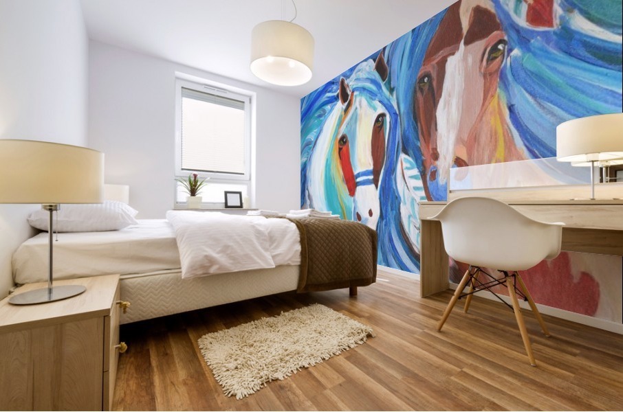 Twinhorses. Annie F Mural print