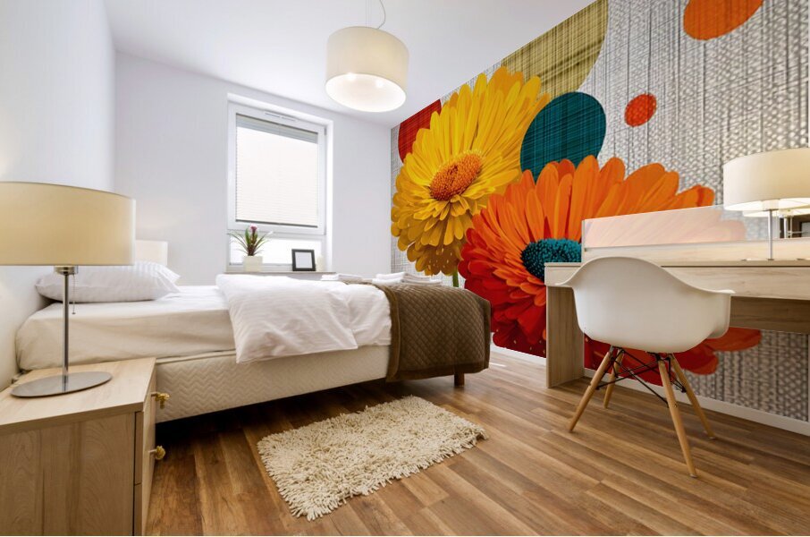 Daisy Pop – Modern Floral Art Print Mural print