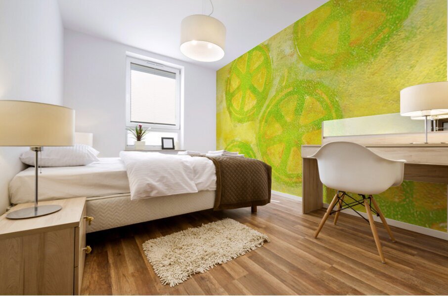 lemon twist abstract acrylic painting Mural print