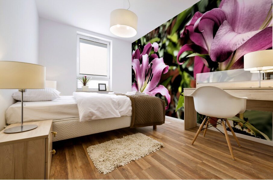  Pink Vibrant Lilies                                                                                                                     Mural print