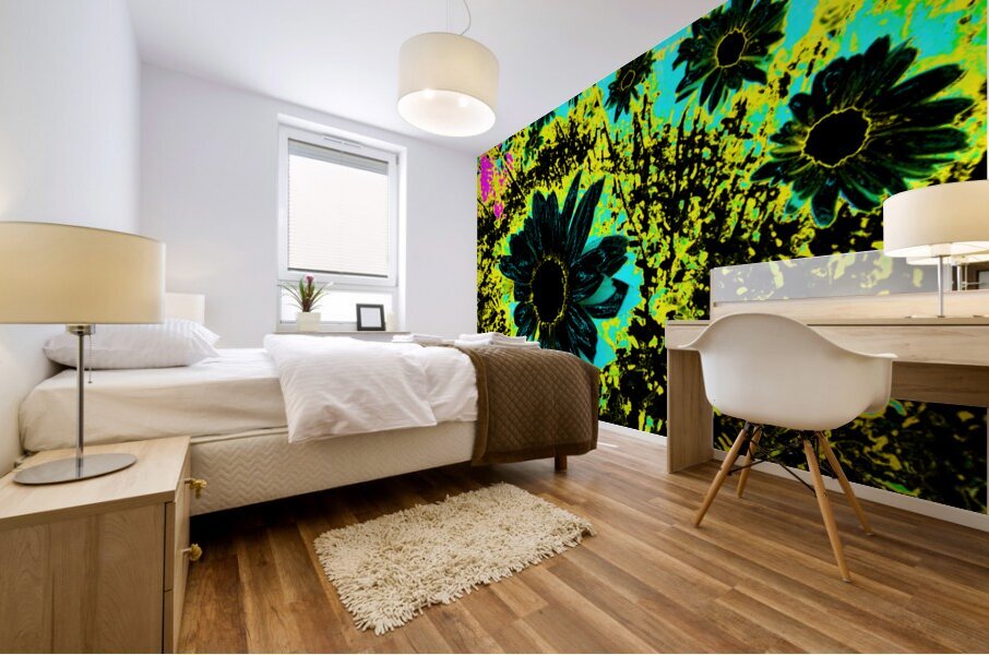 Abstract Daises on an Abstract Background  Mural print