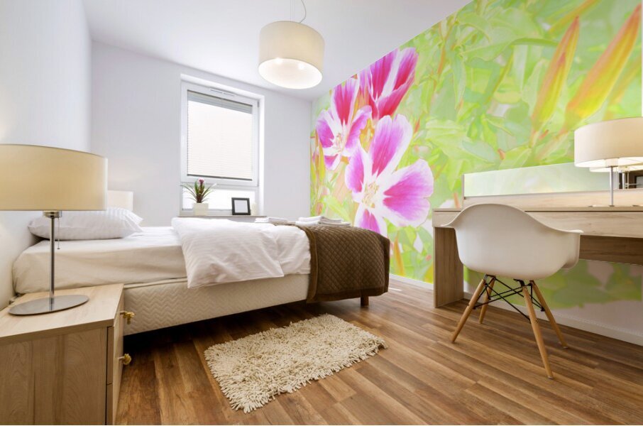  Pink Abstract Summer Flowers                                                                                                                     Mural print