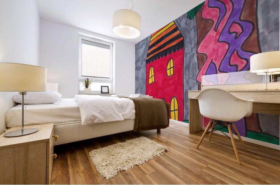 Abstract Red House  Mural print
