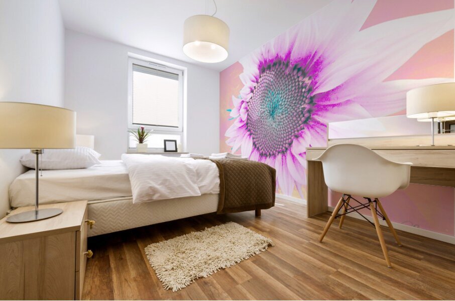 Sweet Pink Hibiscus Sunflower Mural print