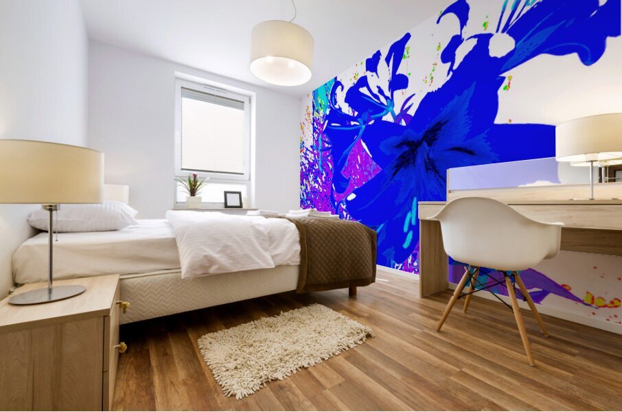 Abstract Blue Lilies                                                                                                                      Mural print