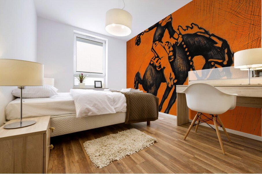 1950s Oklahoma State Cowboys Sketch Art Mural print