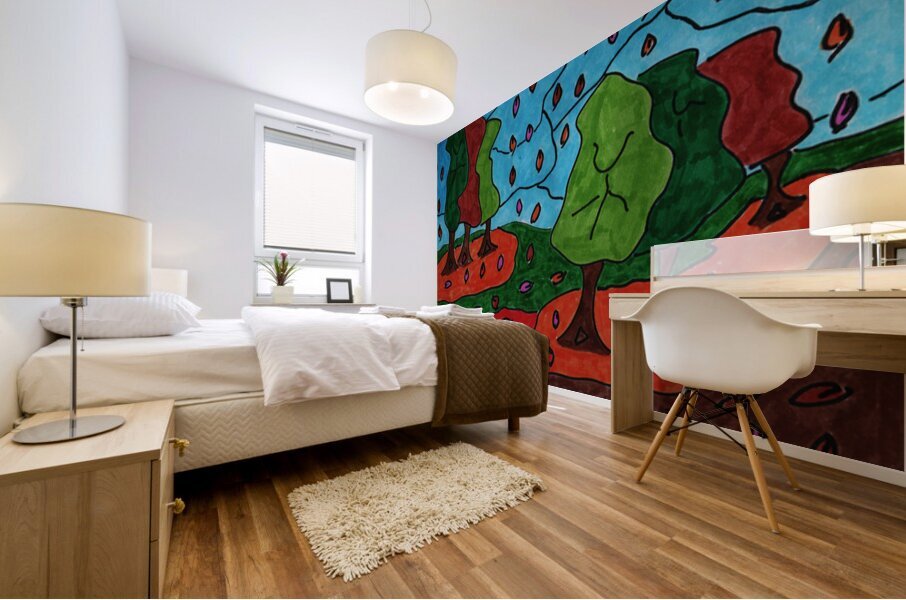 Abstract Vibrant Autumn Dreamscape Mural print