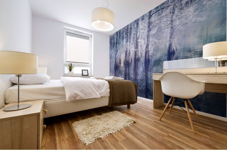 Ethereal Reflections of Winter Trees Mural print