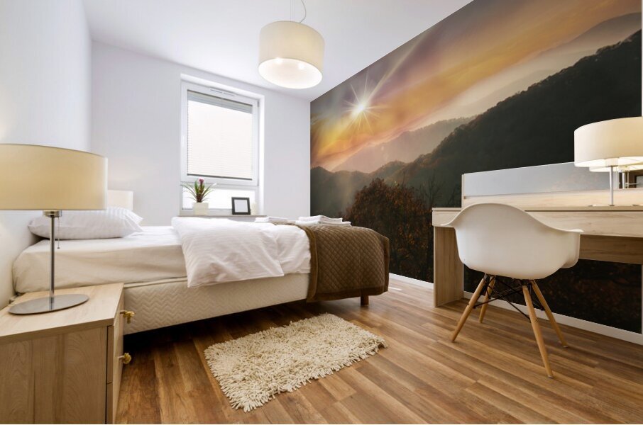 Sunset Over the Smoky Mountains Mural print