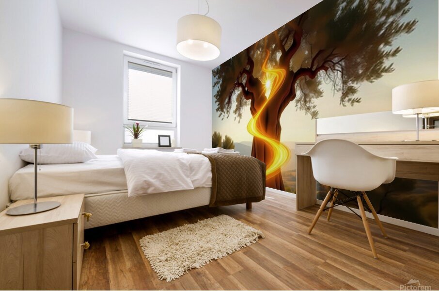 Enchanted Tree at Sunset Mural print