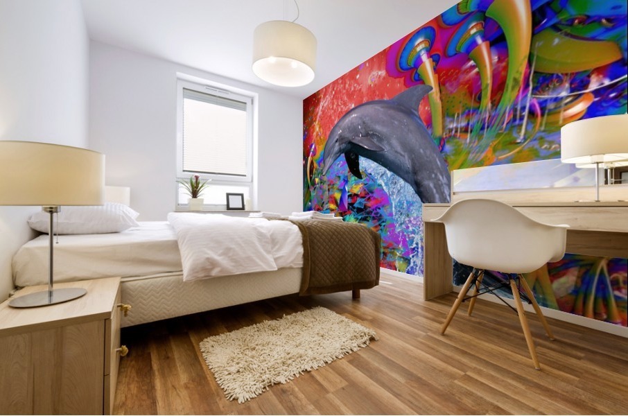 Dolphin Color Splash Mural print