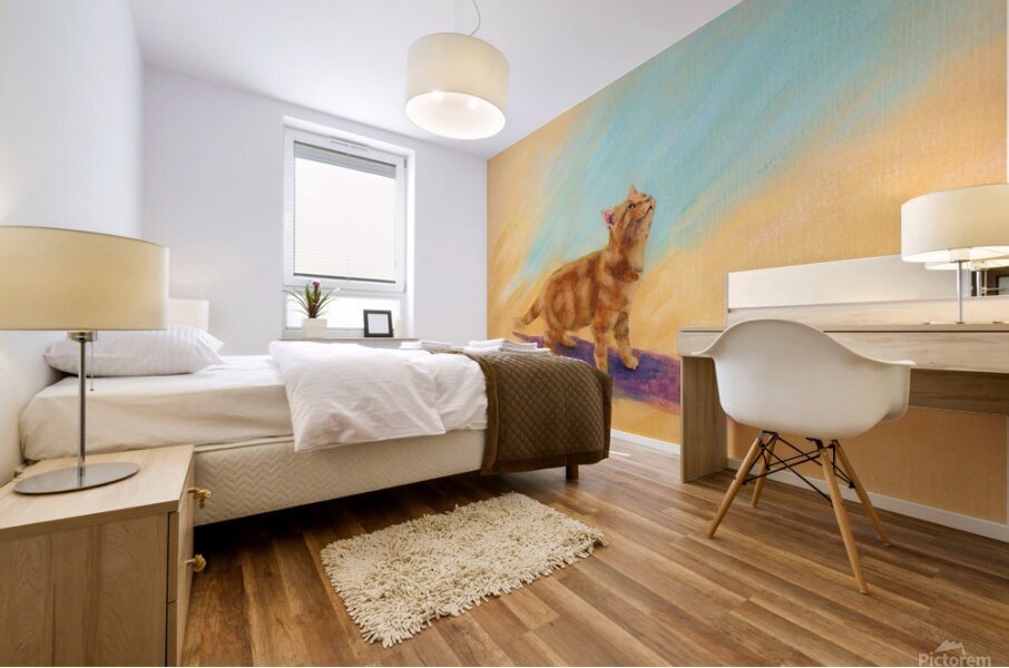 Playful ginger cat Mural print