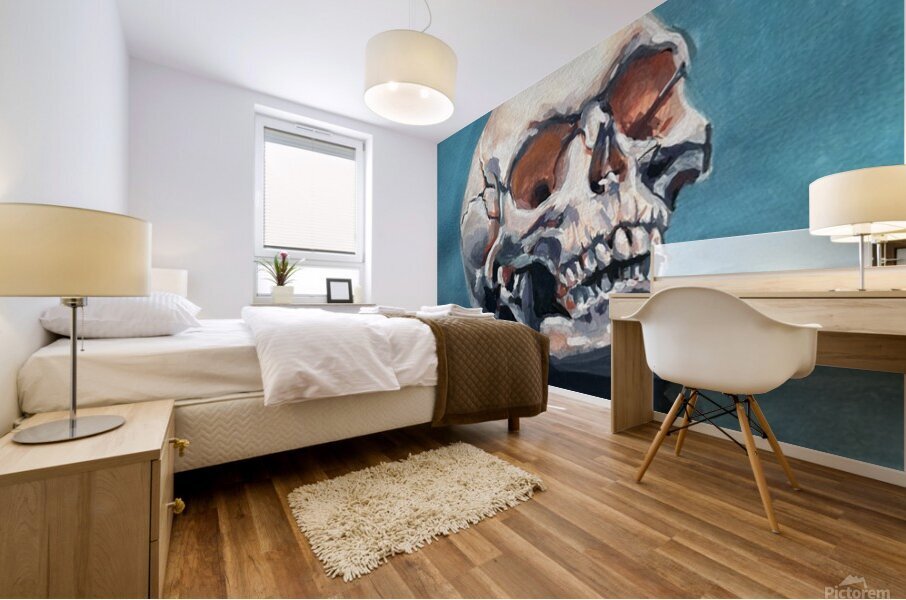 Skull on blue Mural print